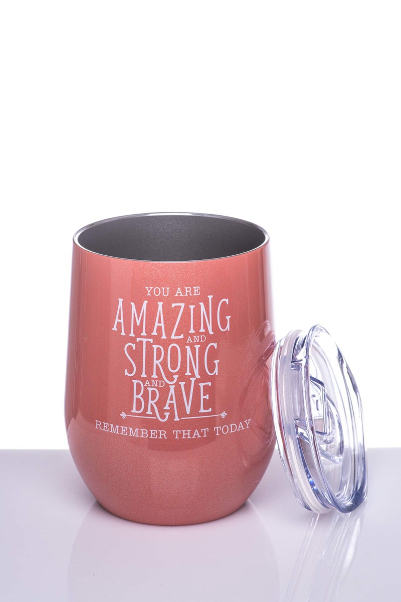 DIVERSEBEE Inspirational Thank You Gifts for Women, Best Friend, Sister, Wife, Girlfriend, Coworker, Mom, Encouragement Birthday Wine Gifts - Insulated Wine Tumbler with Lid (Coral) - Image 2